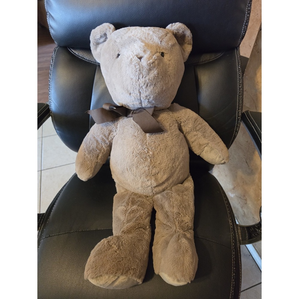 Pottery Barn Kids Brown Bear Ribbon Stuffed Plush 27"